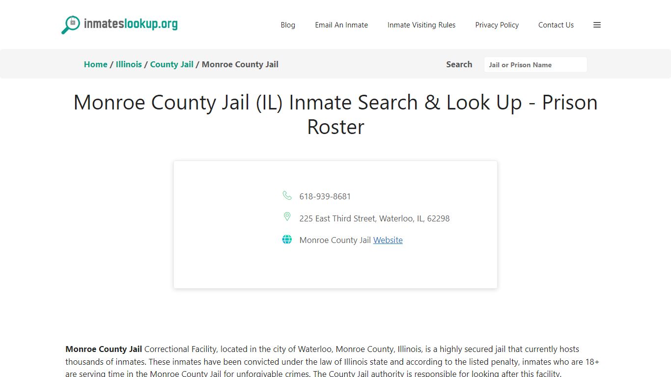 Monroe County Jail (IL) Inmate Search & Look Up - Prison Roster