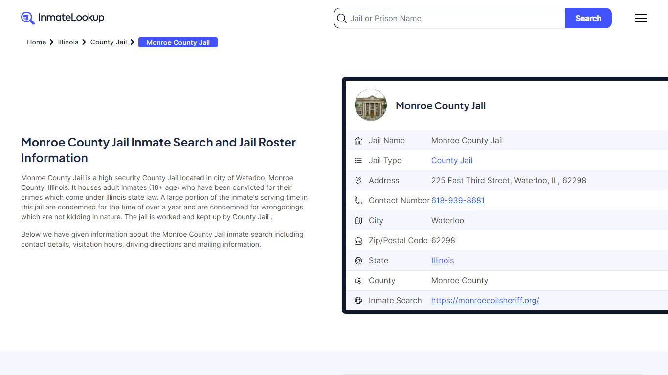 Monroe County Jail Inmate Search - Waterloo Illinois - Inmate Lookup